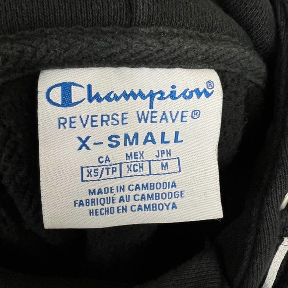 Champion Reverse Weave Iconic Hoodie Size XS Black and White - Picture 3 of 11